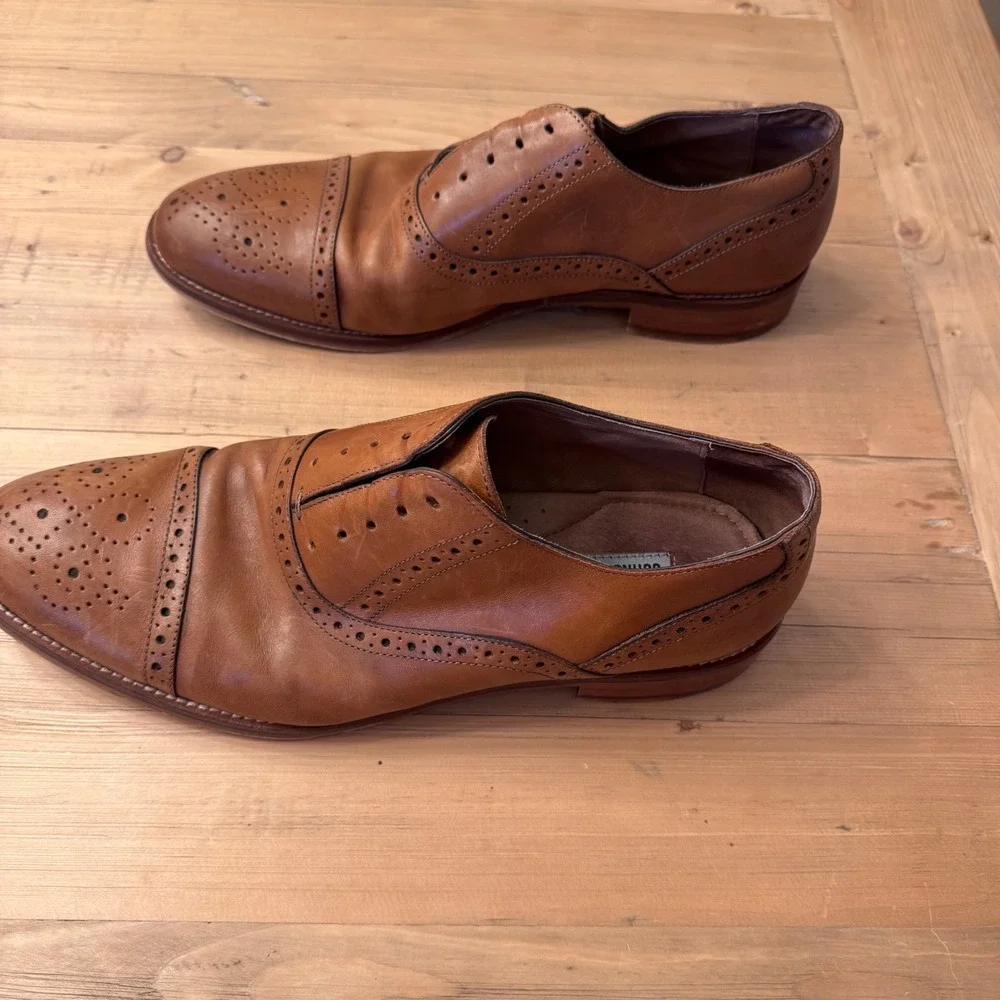 Johnston & Murphy Mens Tan Leather Brogue Cap Toe Oxford Dress Shoes 11M 20-8682